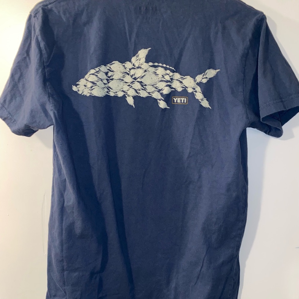 YETI Navy Blue Fish Graphic T-Shirt